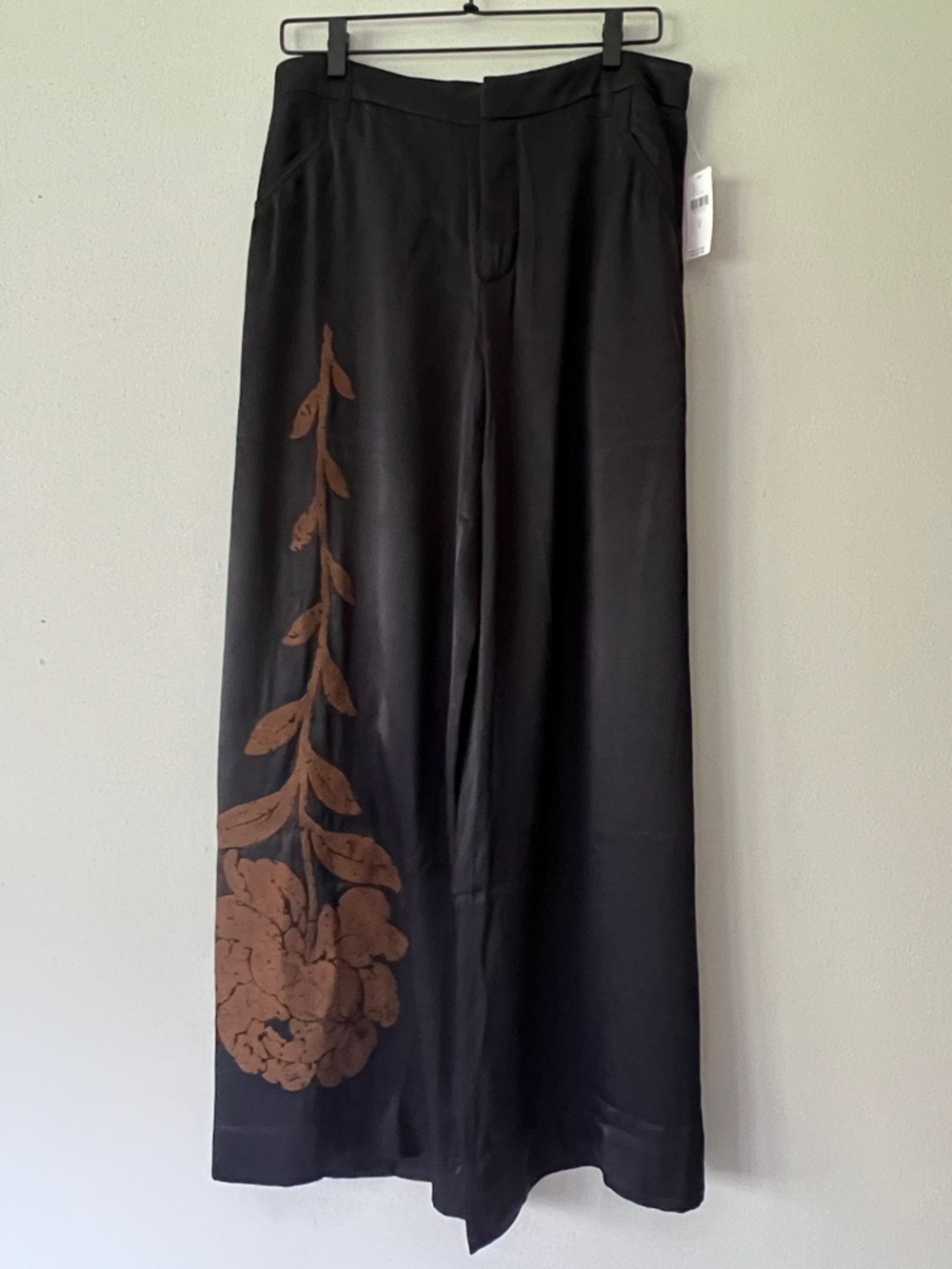 By ANTHROPOLOGIE Floral Flocked Wide-Leg Pants